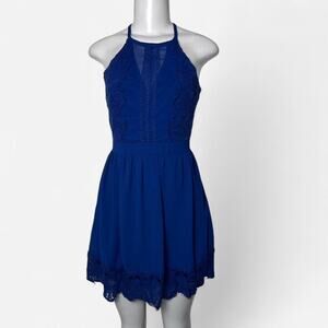 fairy dress Halter going out formal cocktail ethereal spring summer lace blue